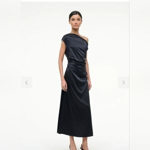 STAUD Phare Silk Blend One Shoulder Midi Dress 2 $695